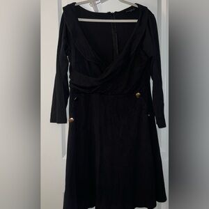 Eloquii Black and Gold Long Sleeve Wrap Dress